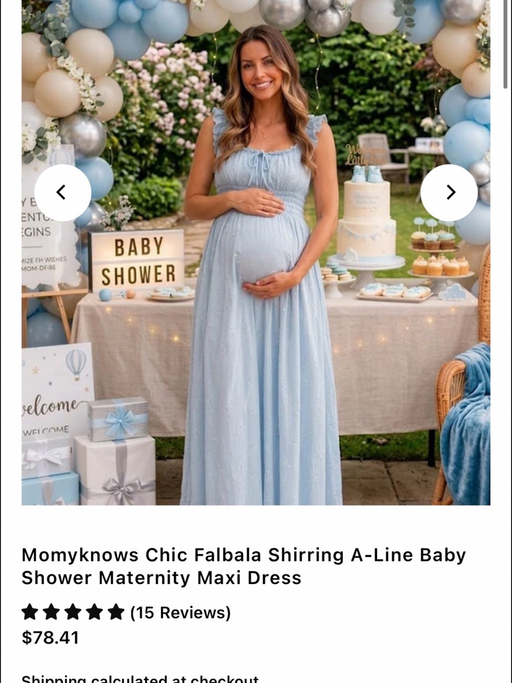 Chic Falbala Shirring A-Line Maternity Maxi Dress - Light Blue